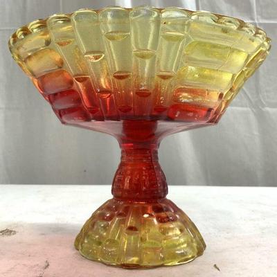 Jeannette Gls Amberina Louisa Footed Bowl Compote

