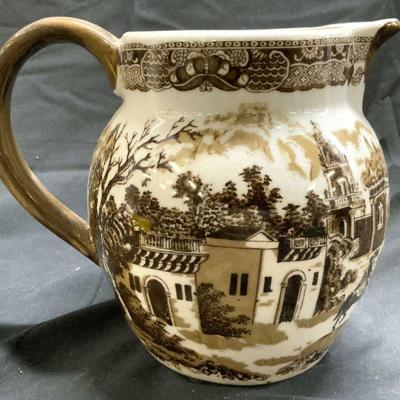 Vtg Brown Victoriaware Ironstone Pitcher
