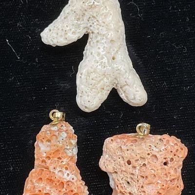 Lot 3 Vintage Pink & White Coral Pendants
