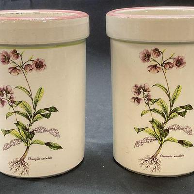 Pair HIMARK Ceramic Floral Planters, Italy
