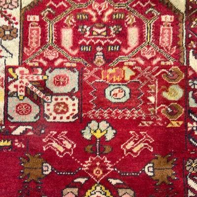 Vintage Handmade Persian Wool Rug W Fringes
