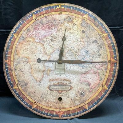 Old World Map Clock, 22.5 Inches NWT
