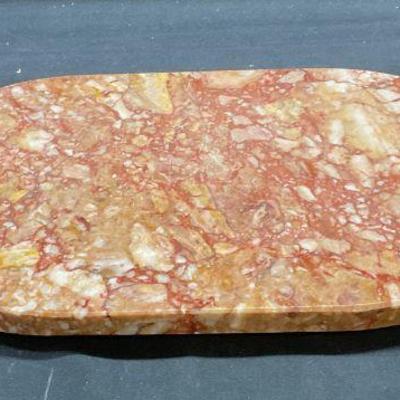 Red Stone & Brass Shell Cheese Board Platter
