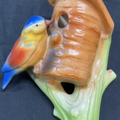 Vintage Ceramic Bird Wall Pocket Czecho Slovakia
