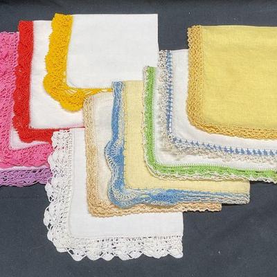 Group Vintage Assorted Colored Handkerchiefs
