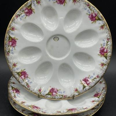 Set 3 CHODZIEZ Romanian Porcelain Floral Egg Plates
