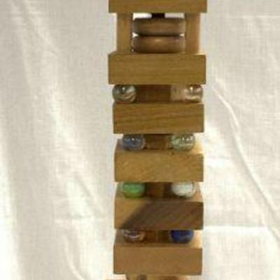 Wood & Marble Bead Table Lamp W Switch
