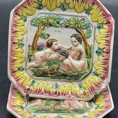 2 CAPODIMONTE ITALY Painted Porcelain Trinket Dish
