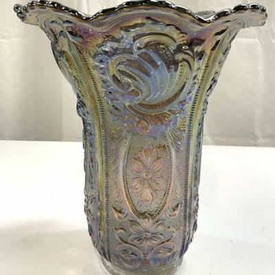 Vintage Purple Carnival Glass Vase Lusterware
