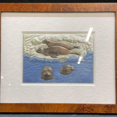 Framed Embossed Seal Silver Plate Print
