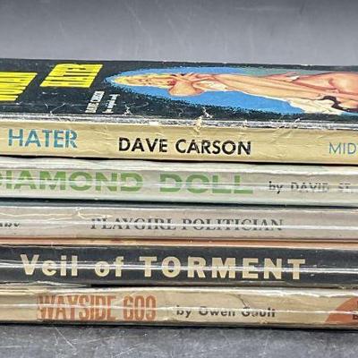 5 Vntg Pulp Fic Erotica Books, David Carson+ 1960+
