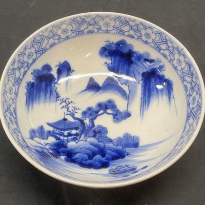 Vintage Japanese Porcelain Landscape Bowl
