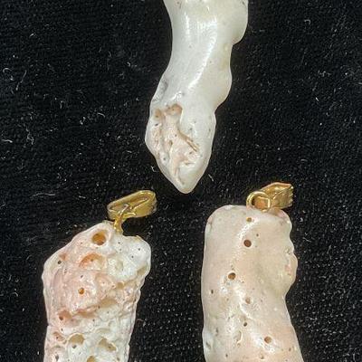 Lot 3 Vintage Pink & White Coral Pendants
