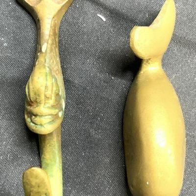 Lot 2 Brass Fish & Tail Hook & Whale Paperweight
