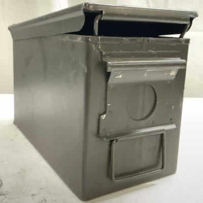 Vintage Metal Ammo Storage Box W Lid
