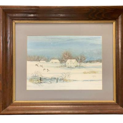 SHARON HIMES EASTERN SHORE WINTER WATERCOLOR