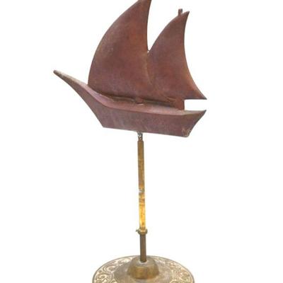 MCM DESKTOP COPPER & BRASS WEATHERVANE SAILING SHIP