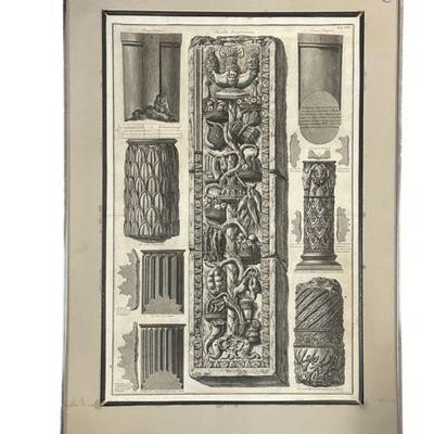 GIOVANNI BATTISTA PIRANESI COLUMNS ENGRAVING FRAMED