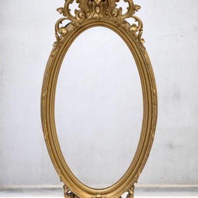 LARGE 19TH C ORNATE GILT WOOD MIRROR 64"