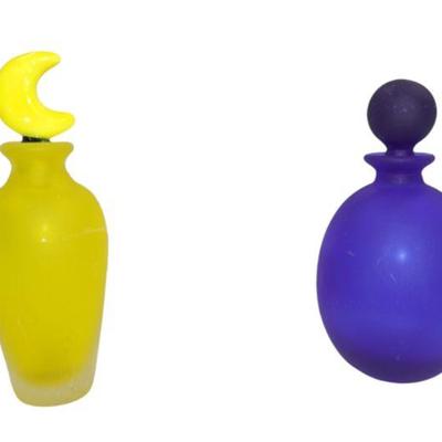 PAIR VINTAGE FROSTED GLASS PERFUMES