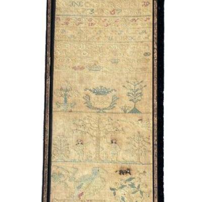GEORGIAN ERA 1797 NEEDLEWORK SAMPLER ADAM & EVE