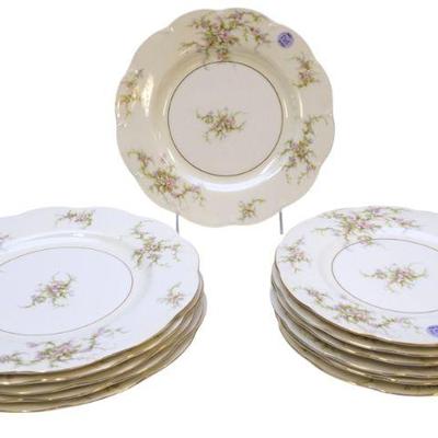 12 THEODORE HAVILAND ROSALINDE PLATES - SALAD AND DINNER