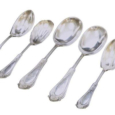 5 PC STERLING SILVER WOOD & HUGHES 1875 VENETIAN SERVING PIECES