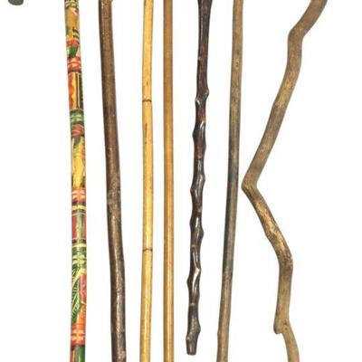 COLLECTION OF 7 WOOD CARVED WALKING STICKS/ CANES