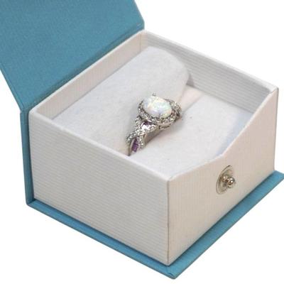 WHITE OPAL & PINK SAPPHIRE STERLING RING Sz 7