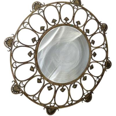LARGE LA BARGE HOLLYWOOD REGENCY ROUND MIRROR 50"