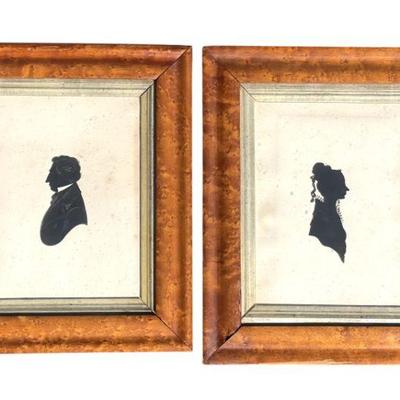 2 ANTIQUE GEORGIAN HAND PAINTED SILHOUETTES