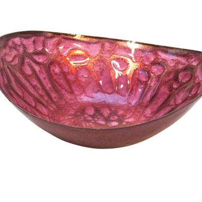 MCM RED ENAMEL COPPER BOWL SIGNED