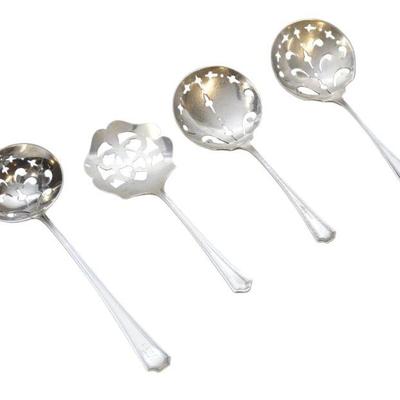 4 pc STERLING SILVER SUGAR SIFTER & BON BONS