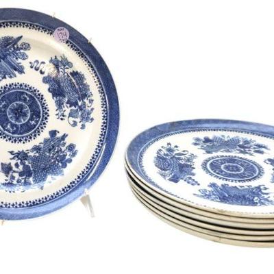 7 ANTIQUE CHINESE QING DYNASTY BLUE FITZHUGH PLATES
