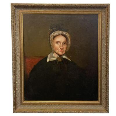 AMERICAN SCHOOL WOMANS PORTRAIT OIL PAINTING FRAMED