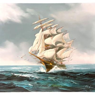 HEWITT R. JACKSON (1914-2007) OIL PAINTING CLIPPER SHIP