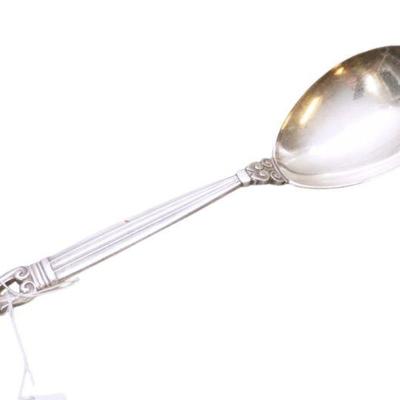 GEORG JENSEN STERLING ACORN SOLID SERVING SPOON