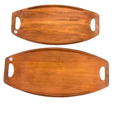 2 MCM DANSK "SURFBOARD" TEAK SERVING TRAYS