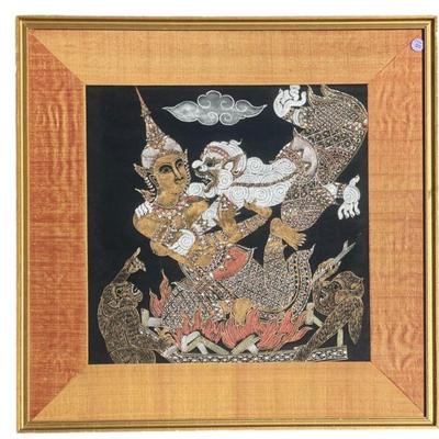 MID CENTURY BALINESE HINDU BATUAN PAINTING