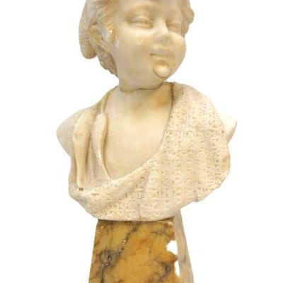 ANTIQUE ITALIAN ALABASTER BUST YOUNG BOY