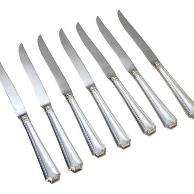 7 STERLING SILVER STEAK KNIVES FAIRFAX 1910