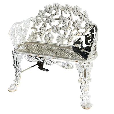 VICTORIAN CAST IRON GARDEN BENCH ORNATE GRAPE & LEAF