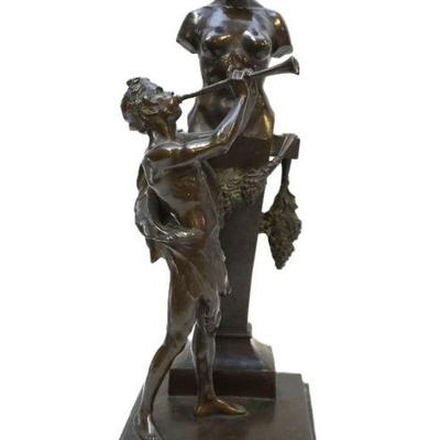 JOHANNES BENK (1844-1914) BRONZE PLEASING THE WINE GODDESS