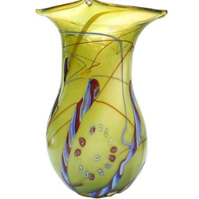 LARGE ITALIAN MILLEFIORI HAND BLOWN GLASS VASE