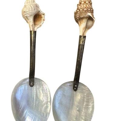MOTHER OF PEARL CAVIAR SERVING SPOON - A PAIR