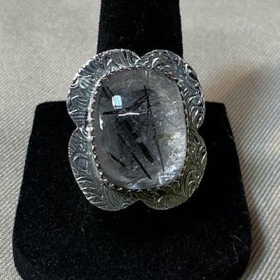 Sterling Silver Rutile Quartz Cabochon Ring