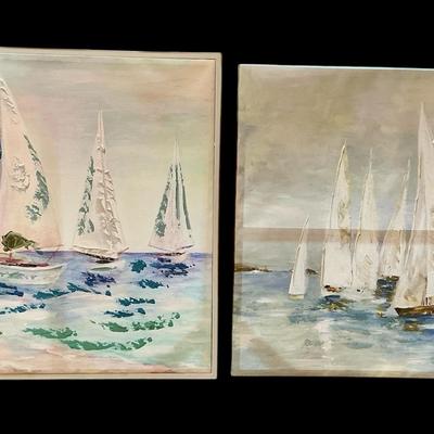 Textured Canvas Sailboat Wall Decor 