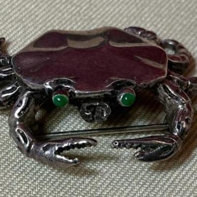 Sterling Silver Crab Brooch