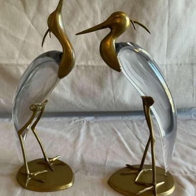 Dolbi Cashier Brass And Glass Herons 