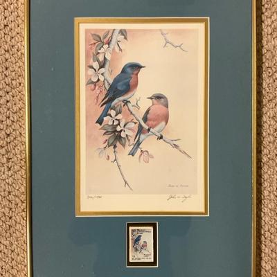 Signed Framed John W. Taylor Print And Stamp 1987